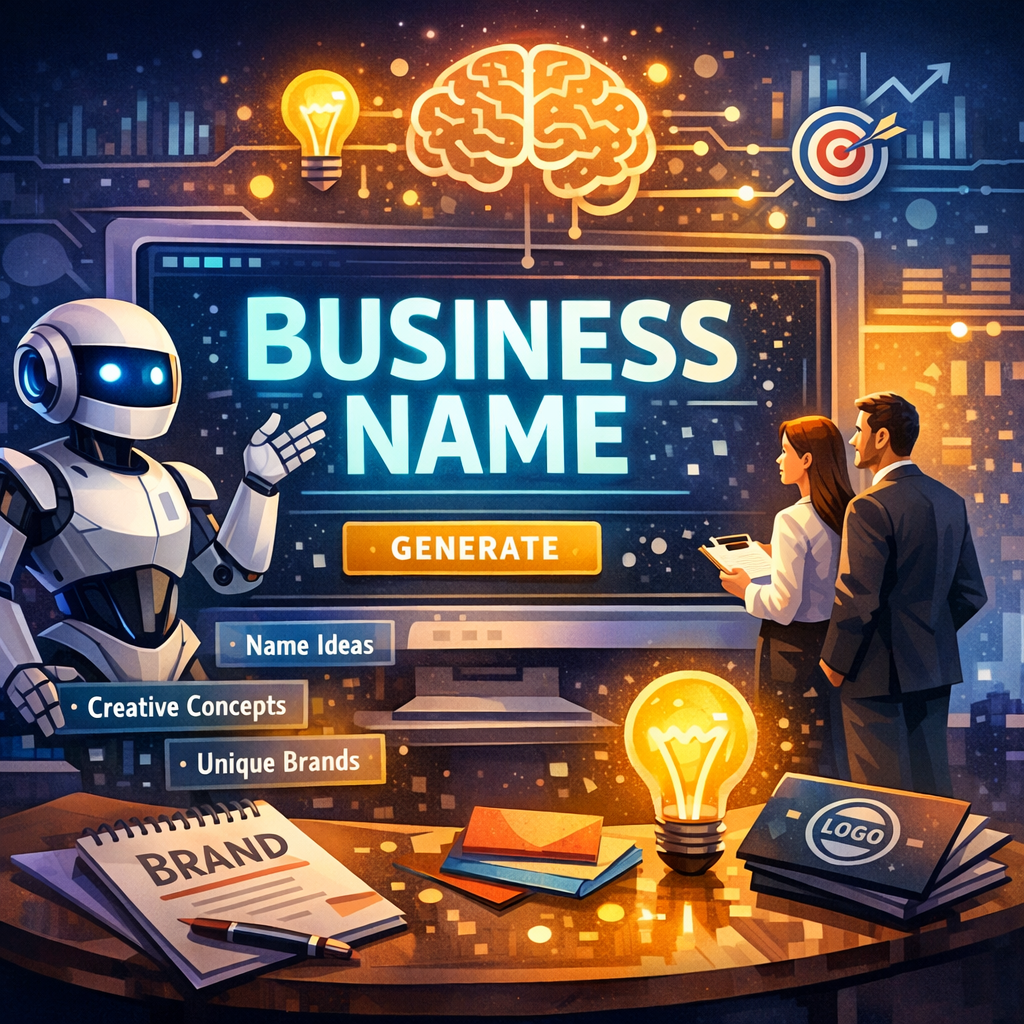 Illustration of AI Business Name Generator: Best Must-Have Branding Tool
