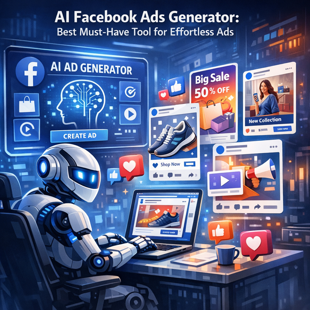 Illustration of AI Facebook Ads Generator: Best Must-Have Tool for Effortless Ads