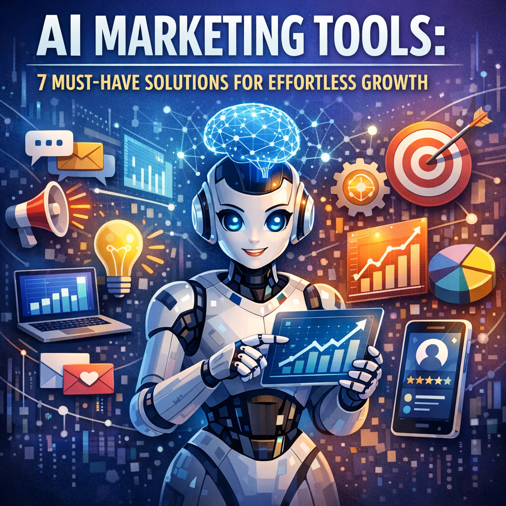 Illustration of AI Marketing Tools: 7 Must-Have Solutions for Effortless Growth
