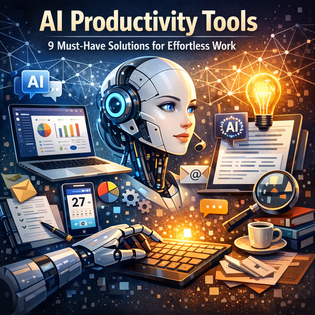 Illustration of AI Productivity Tools: 9 Must-Have Solutions for Effortless Work