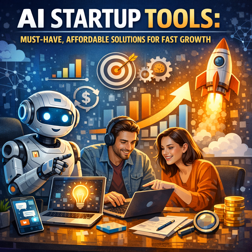 Illustration of AI Startup Tools: Must-Have, Affordable Solutions for Fast Growth